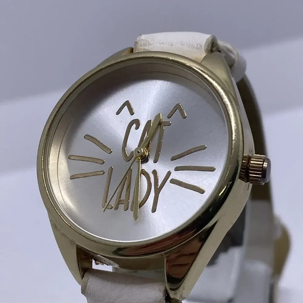 Womens Worn Cat Lady Watch Works New Battery